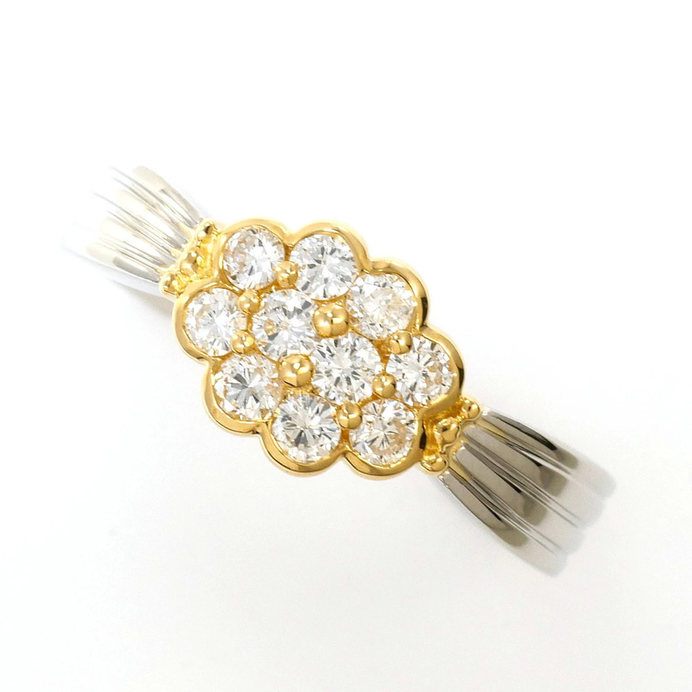 PT900 Platinum 18K Yellow Gold Ring, 1 Diamond 0.36ct, Total Weight 4.9g, Jew...